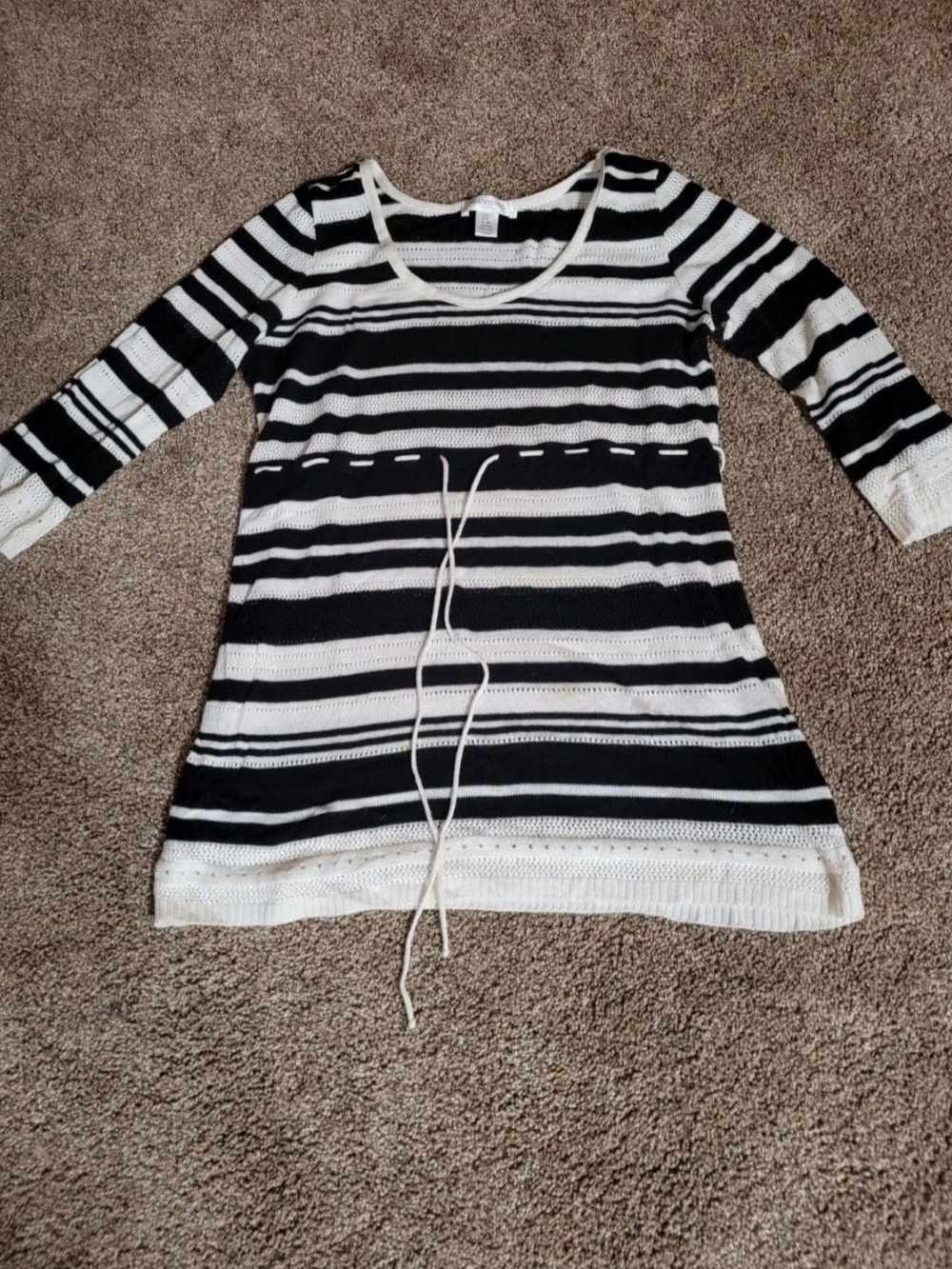 Motherhood Maternity Black & White Striped Long Sleeve Sweater Top Size Small